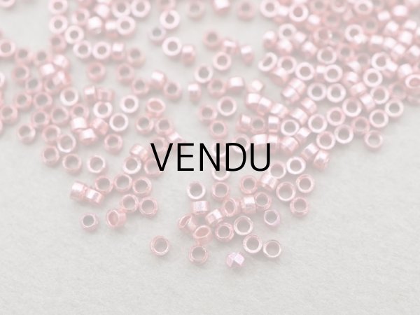 画像3: 1900年頃 アンティーク メタル製 ビーズ 筒型 ピンク 10g (3)