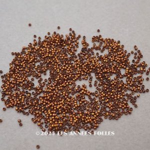 画像: 1900年頃 アンティーク メタルビーズ 丸型 チョコレートブラウン 9g　