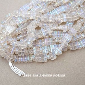 画像: アンティーク ガラス製 ビーズ オーロラ加工 フラット・スクエア 3.5×7mm 100ピース