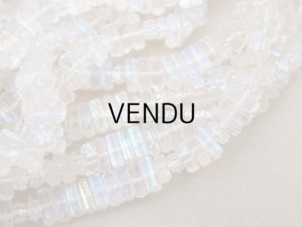 画像3: アンティーク ガラス製 ビーズ オーロラ加工 フラット・スクエア 3.5×7mm 60ピース (3)