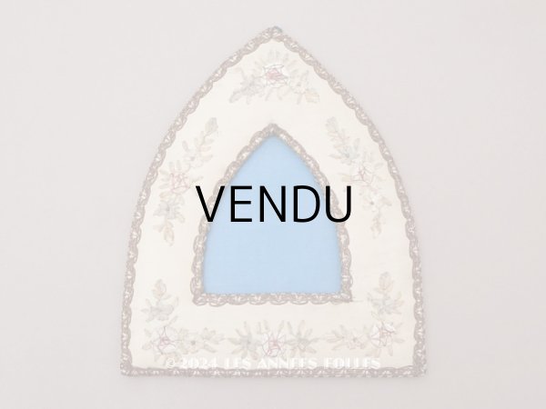 画像1: ＊蚤の市＊アンティーク フォトフレーム  薔薇のリボン刺繍 (1)