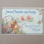 画像: アンティーク パウダーサシェの紙袋 SACHET PARFUME AUX FLEURS - HUGUES FILS & CIE -