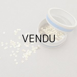 画像: 1900年頃 アンティーク ガラスの蓋の小さな紙箱 メタル製スパンコール入り 2mm