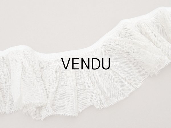 画像2: アンティーク チュールレースのフリルリボン エクリュ　80cm 6.5cm幅 (2)