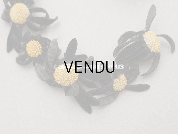 画像6: アンティーク マーガレットの布花　ベルベット 黒 (6)