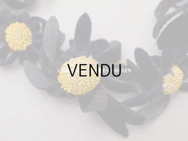 画像7: アンティーク マーガレットの布花　ベルベット 黒 (7)