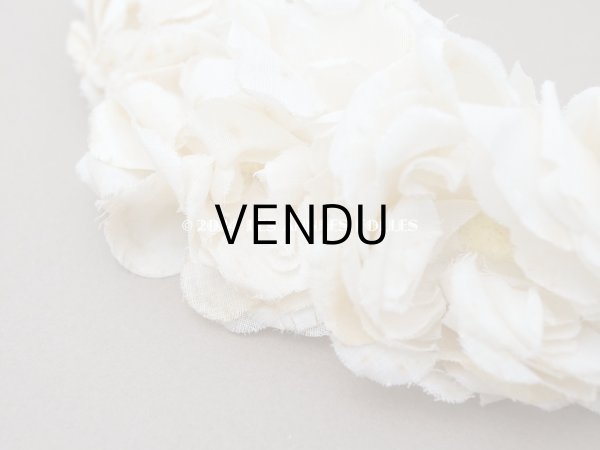画像11: アンティーク 白薔薇のティアラ 布花 花冠 オフホワイト (11)