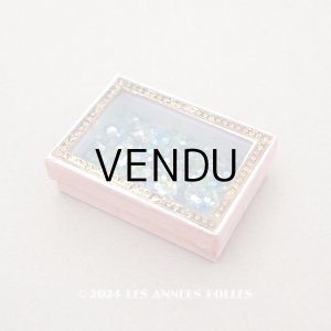 画像: 1900年代頃 アンティーク ガラスの蓋の紙箱 淡いピンク