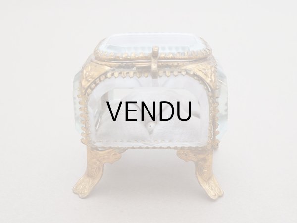 画像9: 19世紀末 アンティーク ジュエリーボックス 藤色 グレイッシュパープルのシルククッション  (9)