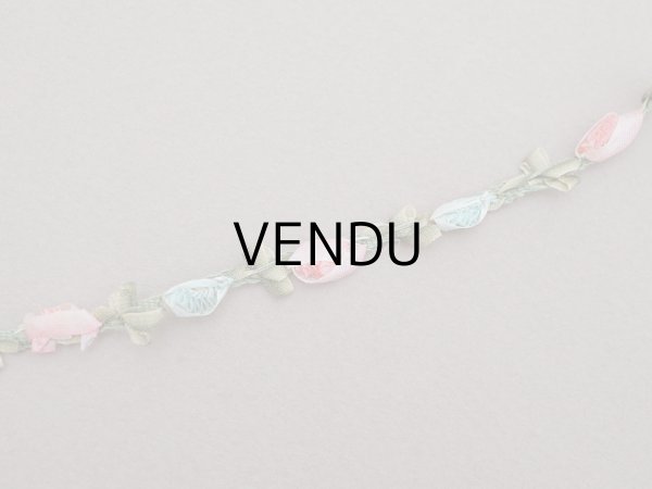 画像5: 1900年頃 アンティーク シルク製  ロココトリム 2色の薔薇 ロココリボン 30cm (5)