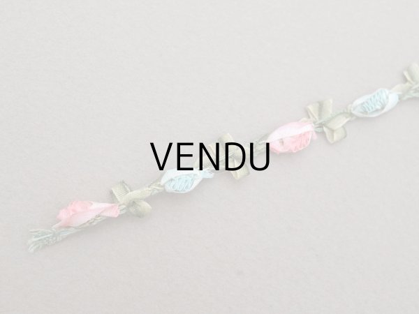 画像4: 1900年頃 アンティーク シルク製  ロココトリム 2色の薔薇 ロココリボン 30cm (4)