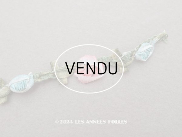 画像7: 1900年頃 アンティーク シルク製  ロココトリム 2色の薔薇 ロココリボン 30cm (7)