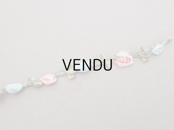 画像6: 1900年頃 アンティーク シルク製  ロココトリム 2色の薔薇 ロココリボン 30cm (6)