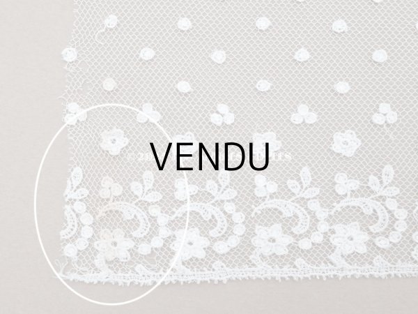 画像5: アンティーク 花刺繍入り 幅広 チュールレース オフホワイト 42cm (5)