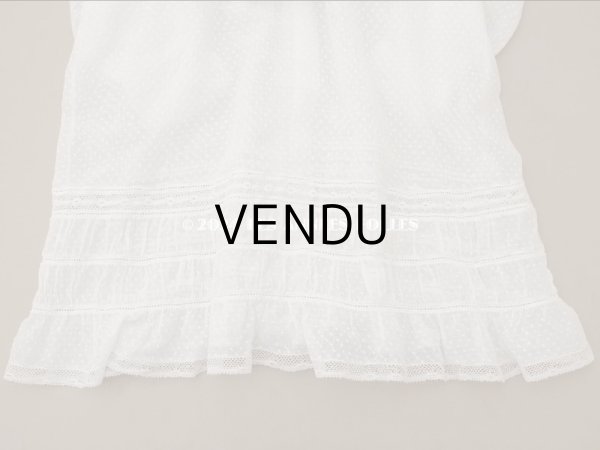 画像14: 1900年頃 アンティーク ドールドレス　ドット刺繍のコットンファブリック ベビードレス　 (14)