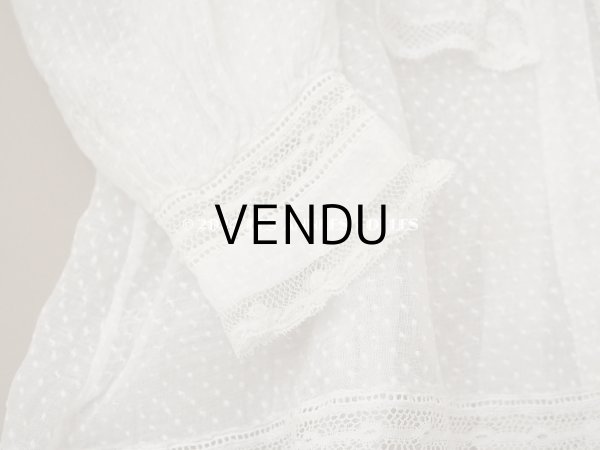 画像5: 1900年頃 アンティーク ドールドレス　ドット刺繍のコットンファブリック ベビードレス　 (5)