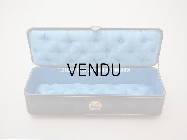 画像9: 19世紀 アンティーク グローブボックス スモーキーブルーのシルク製クッション ジュエリーボックス (9)