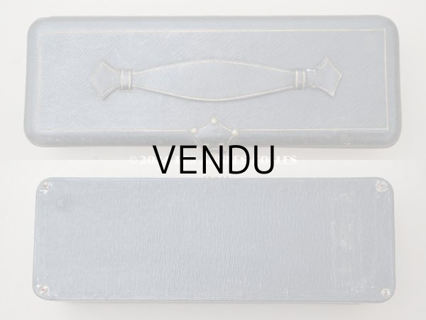 画像3: 19世紀 アンティーク グローブボックス スモーキーブルーのシルク製クッション ジュエリーボックス (3)