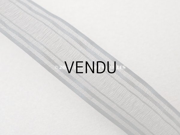 画像3: 1900年頃 アンティーク シルク製 オーガンジー リボン ストライプ 1.8cm幅 (3)