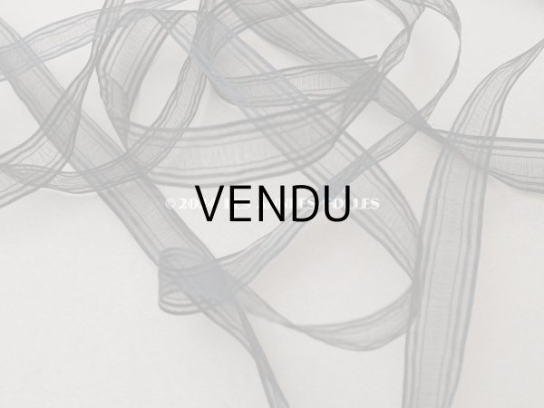 画像2: 1900年頃 アンティーク シルク製 オーガンジー リボン ストライプ 1.8cm幅 (2)