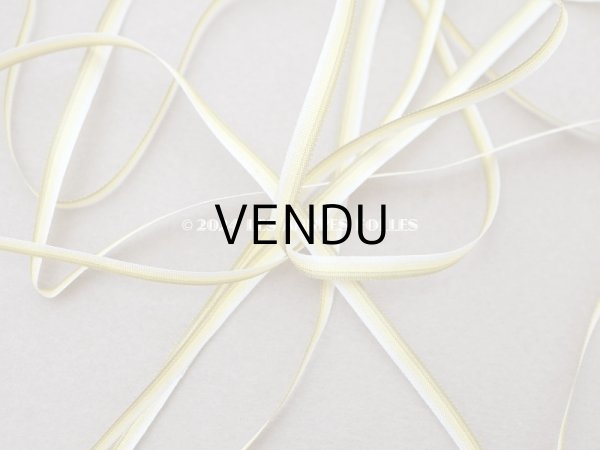 画像2: アンティーク リボン刺繍 & ロココトリム用 シルク製 リボン 3mm幅 グリーン&レモン色 (2)