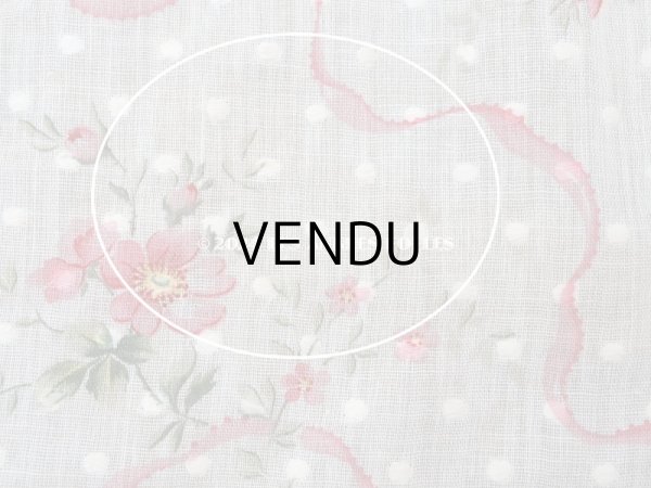 画像8: 1880年頃 アンティーク ドレス用 コットンオーガンジー 薔薇模様＆ドット刺繍入り 70×70cm  (8)