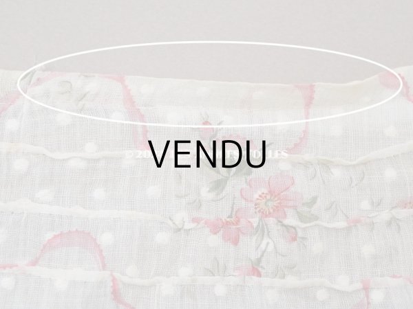 画像10: 1880年頃 アンティーク ドレス用 コットンオーガンジー 薔薇模様＆ドット刺繍入り 70×70cm  (10)