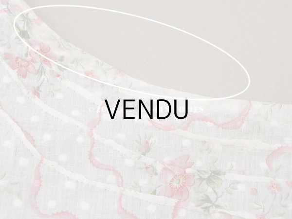 画像12: 1880年頃 アンティーク ドレス用 コットンオーガンジー 薔薇模様＆ドット刺繍入り 70×70cm  (12)