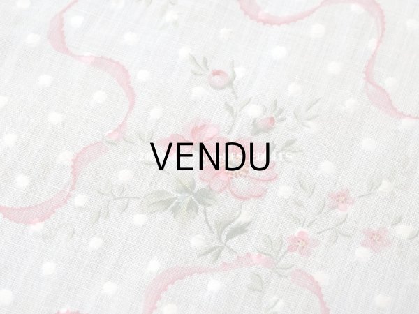 画像5: 1880年頃 アンティーク ドレス用 コットンオーガンジー 薔薇模様＆ドット刺繍入り 70×70cm  (5)