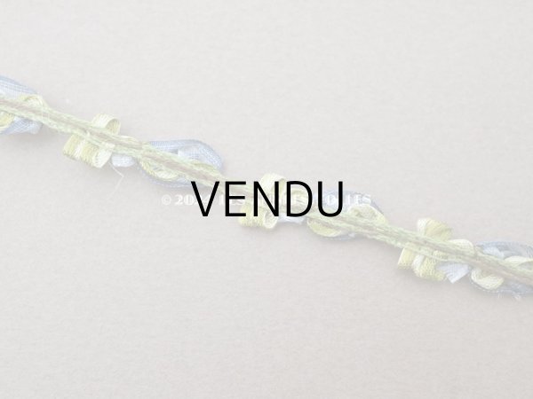 画像3: 1900年頃 アンティーク シルク製 ブルーの薔薇のロココトリム ロココリボン (3)