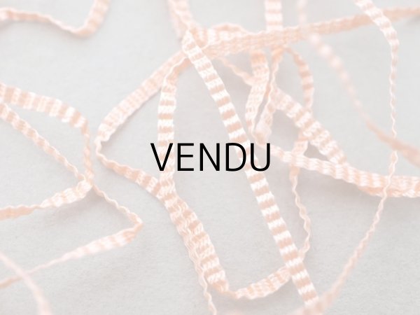 画像2: アンティーク 極細1.5mm幅 リボン刺繍用 シルク製リボン サーモンピンク 1.4m (2)