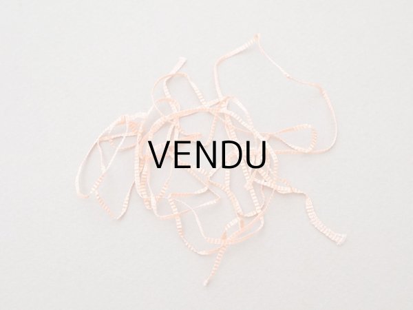 画像3: アンティーク 極細1.5mm幅 リボン刺繍用 シルク製リボン サーモンピンク 1.4m (3)