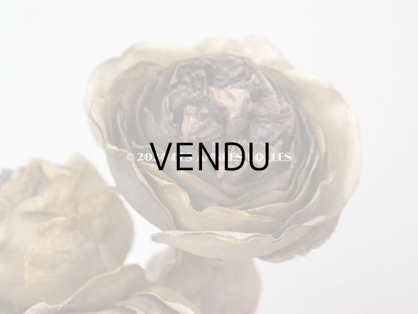 画像8: 未使用 ラベル付き アンティーク シルク製 薔薇の布花 カーキブラウン (8)