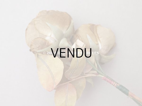 画像10: 未使用 ラベル付き アンティーク シルク製 薔薇の布花 カーキブラウン (10)