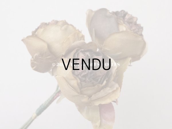 画像5: 未使用 ラベル付き アンティーク シルク製 薔薇の布花 カーキブラウン (5)