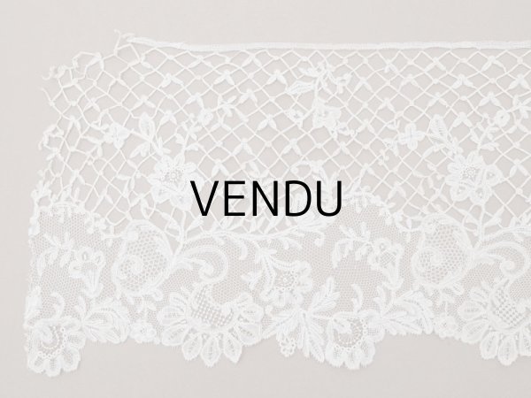 画像14: アンティーク 幅広 ニードルレース＆ボビンレースのボーダー 131cm 18.9cm幅 (14)