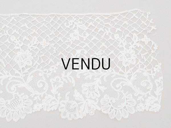 画像13: アンティーク 幅広 ニードルレース＆ボビンレースのボーダー 131cm 18.9cm幅 (13)