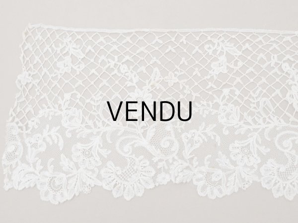 画像11: アンティーク 幅広 ニードルレース＆ボビンレースのボーダー 131cm 18.9cm幅 (11)