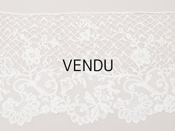 画像12: アンティーク 幅広 ニードルレース＆ボビンレースのボーダー 131cm 18.9cm幅 (12)