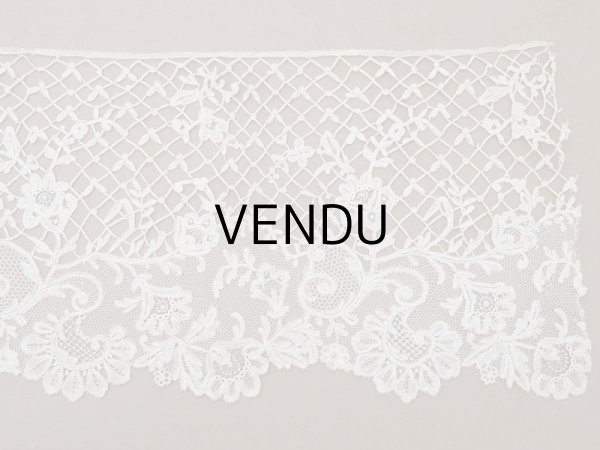 画像16: アンティーク 幅広 ニードルレース＆ボビンレースのボーダー 131cm 18.9cm幅 (16)