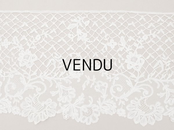 画像15: アンティーク 幅広 ニードルレース＆ボビンレースのボーダー 131cm 18.9cm幅 (15)