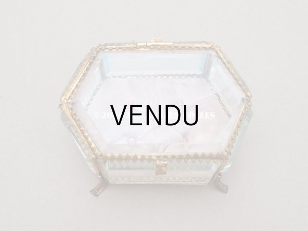 画像8: 【セール対象外】19世紀末 アンティーク ジュエリーボックス 六角形 ピンクのシルククッション  (8)