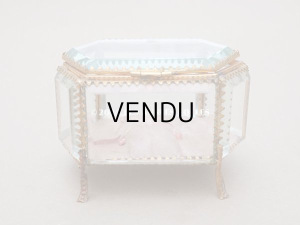 画像5: 【セール対象外】19世紀末 アンティーク ジュエリーボックス 六角形 ピンクのシルククッション  (5)