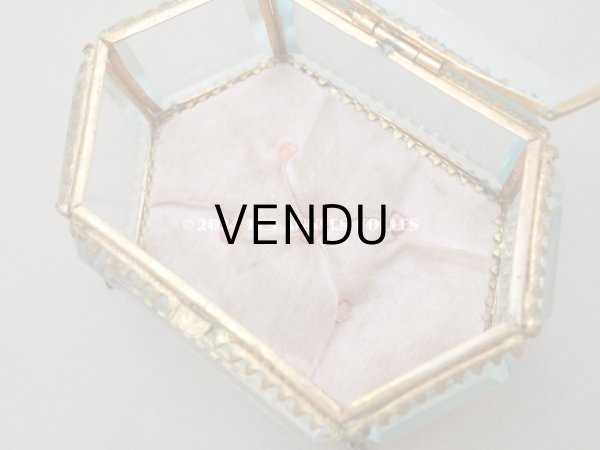 画像13: 【セール対象外】19世紀末 アンティーク ジュエリーボックス 六角形 ピンクのシルククッション  (13)