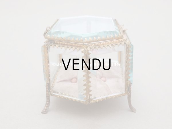 画像7: 【セール対象外】19世紀末 アンティーク ジュエリーボックス 六角形 ピンクのシルククッション  (7)