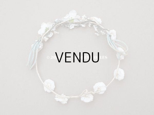 画像2: 【セール対象外】アンティーク 薔薇の布花のティアラ 花冠 初聖体 (2)