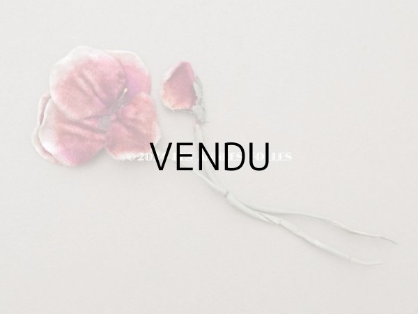 画像3: ＊蚤の市＊アンティーク パンジーの布花 ピンク＆ワイン色 (3)