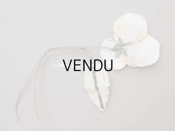 画像5: ＊蚤の市＊アンティーク パンジーの布花 ホワイトベージュ (5)