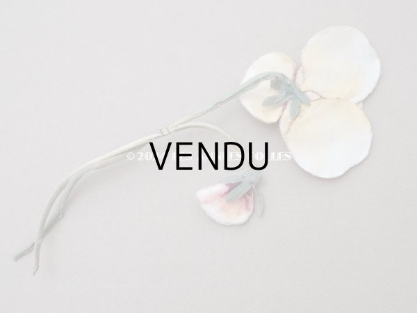 画像4: ＊蚤の市＊アンティーク パンジーの布花 ホワイトベージュ＆深紫 (4)