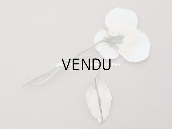 画像4: ＊蚤の市＊アンティーク パンジーの布花 ホワイトベージュ (4)